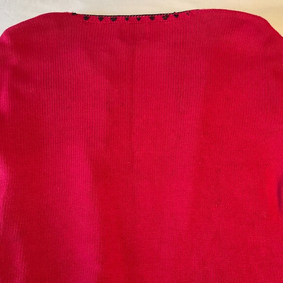 Heirloom Collectibles Women Large Sweater Cardigan Red Beaded Buttoned - Picture 11 of 15